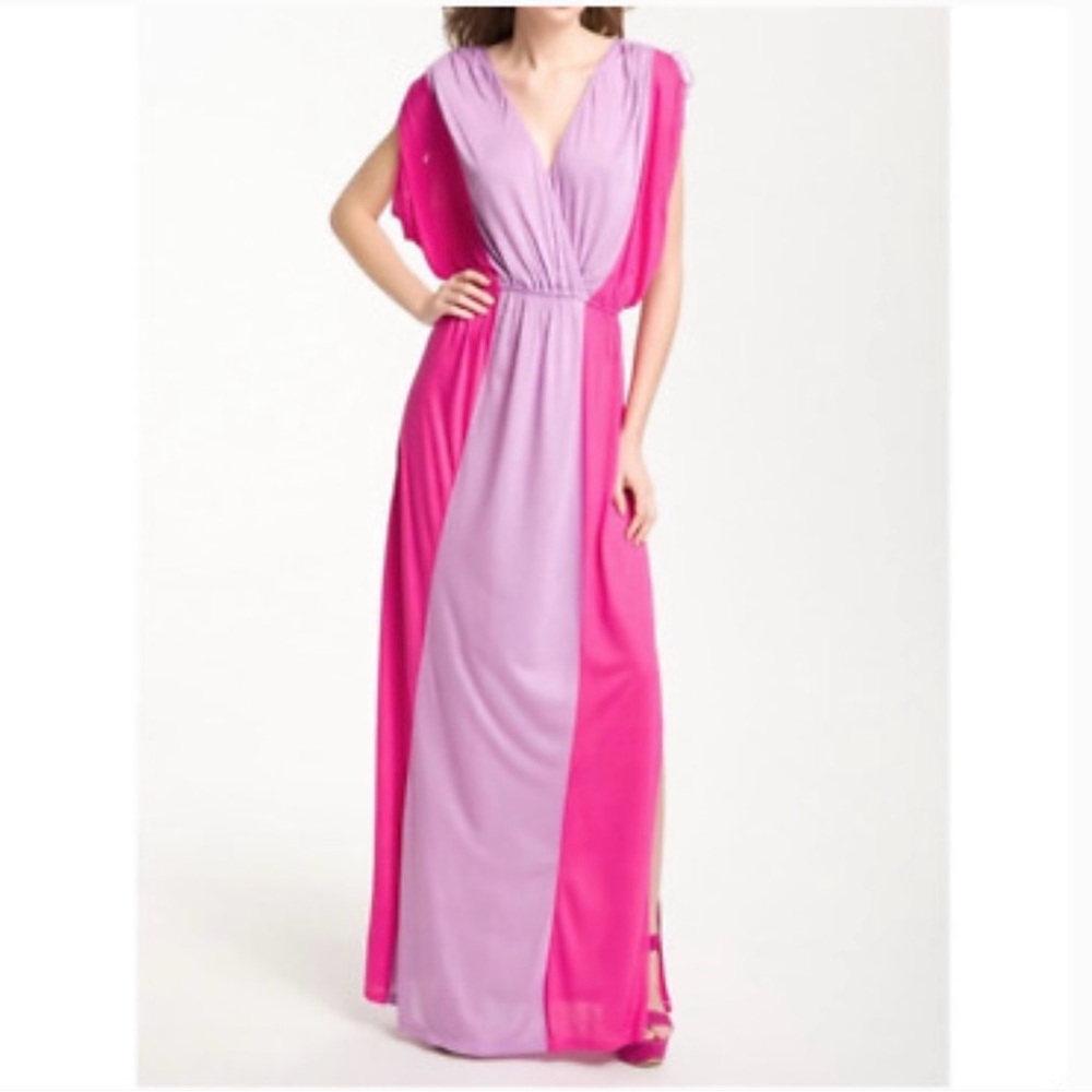 Final Price. NWT Felicity & Coco Pink, Coral & Cream Grecian Maxi Dress, Small.